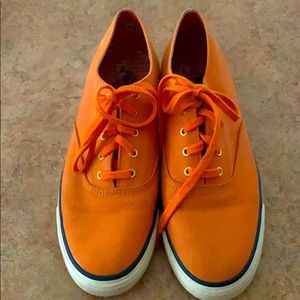 Orange top siders sneakers